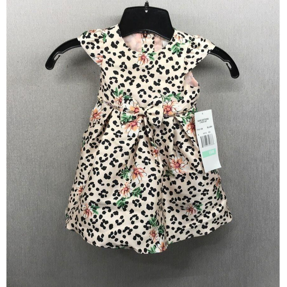Rare Editions Blush Colored Animal/Floral Print Dress Size 18M